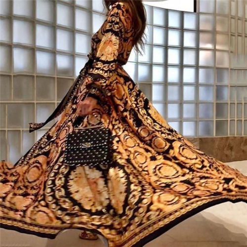 Women´s Autumn Boho Floral Long Sleeve Long Maxi Dress Party Beach Sundress Evening Dresses New