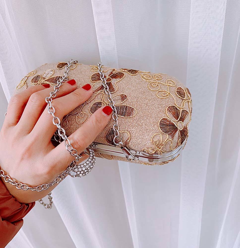 Ladies Handbag Retro Clutch Bag/Crossbody Bags Womens Evening Clutch Elegant, Golden