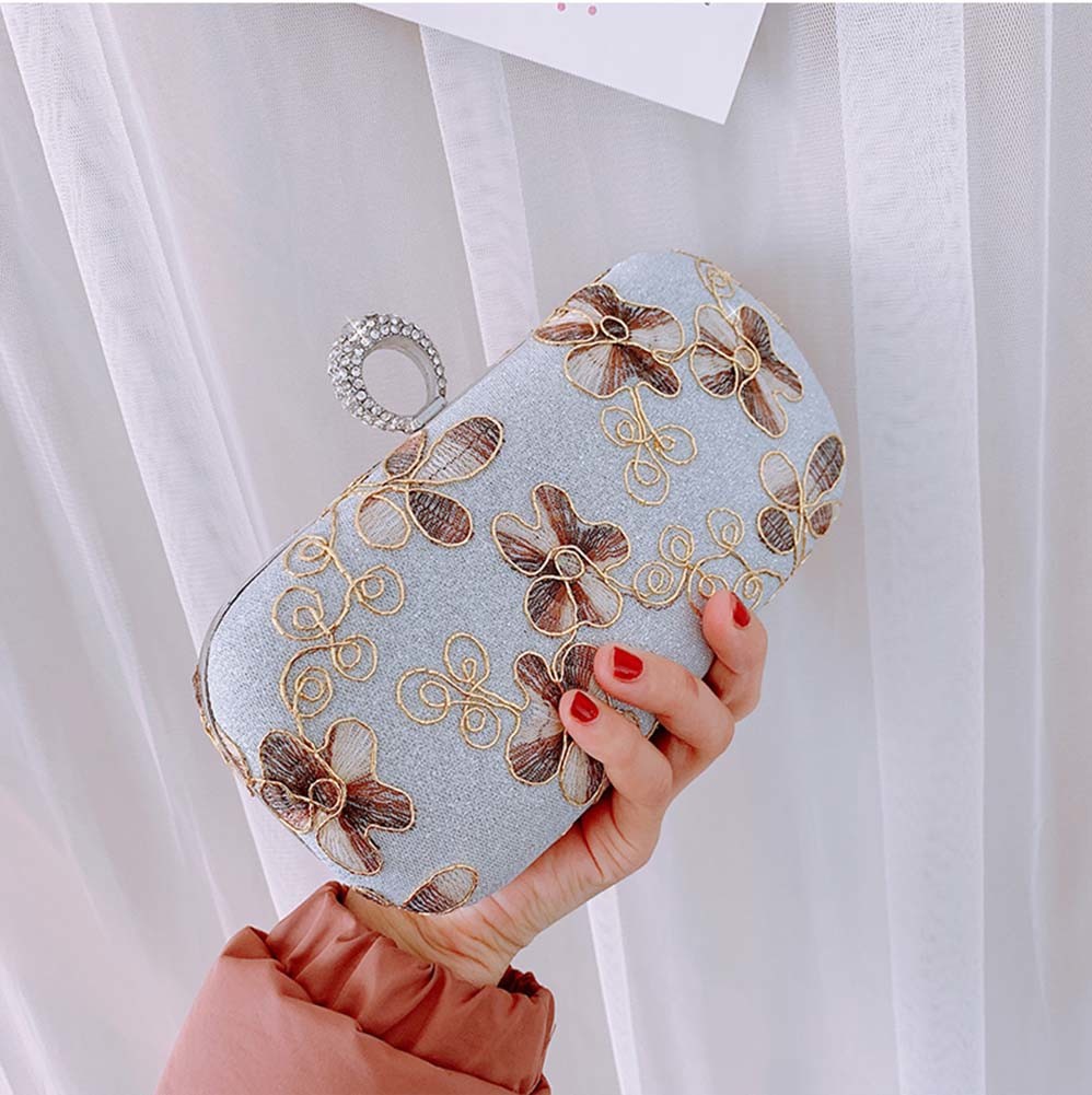Ladies Handbag Retro Clutch Bag/Crossbody Bags Womens Evening Clutch Elegant, Silver