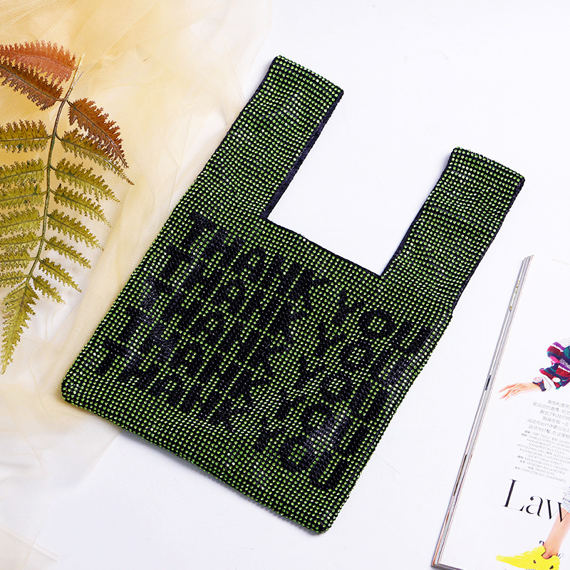 Rhinestones Handbags For Women Tote Bags 2022 Ladies Shopping Bags Party Fashion Alphabet Crystal Shiny Evening Bag Vest Type